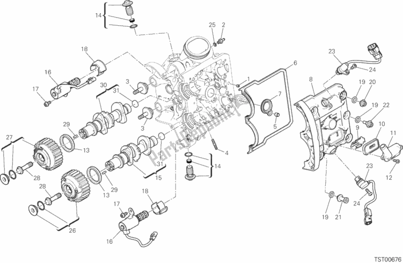 All parts for the Horizontal Head Timing System of the Ducati Multistrada 1260 Enduro Touring USA 2020